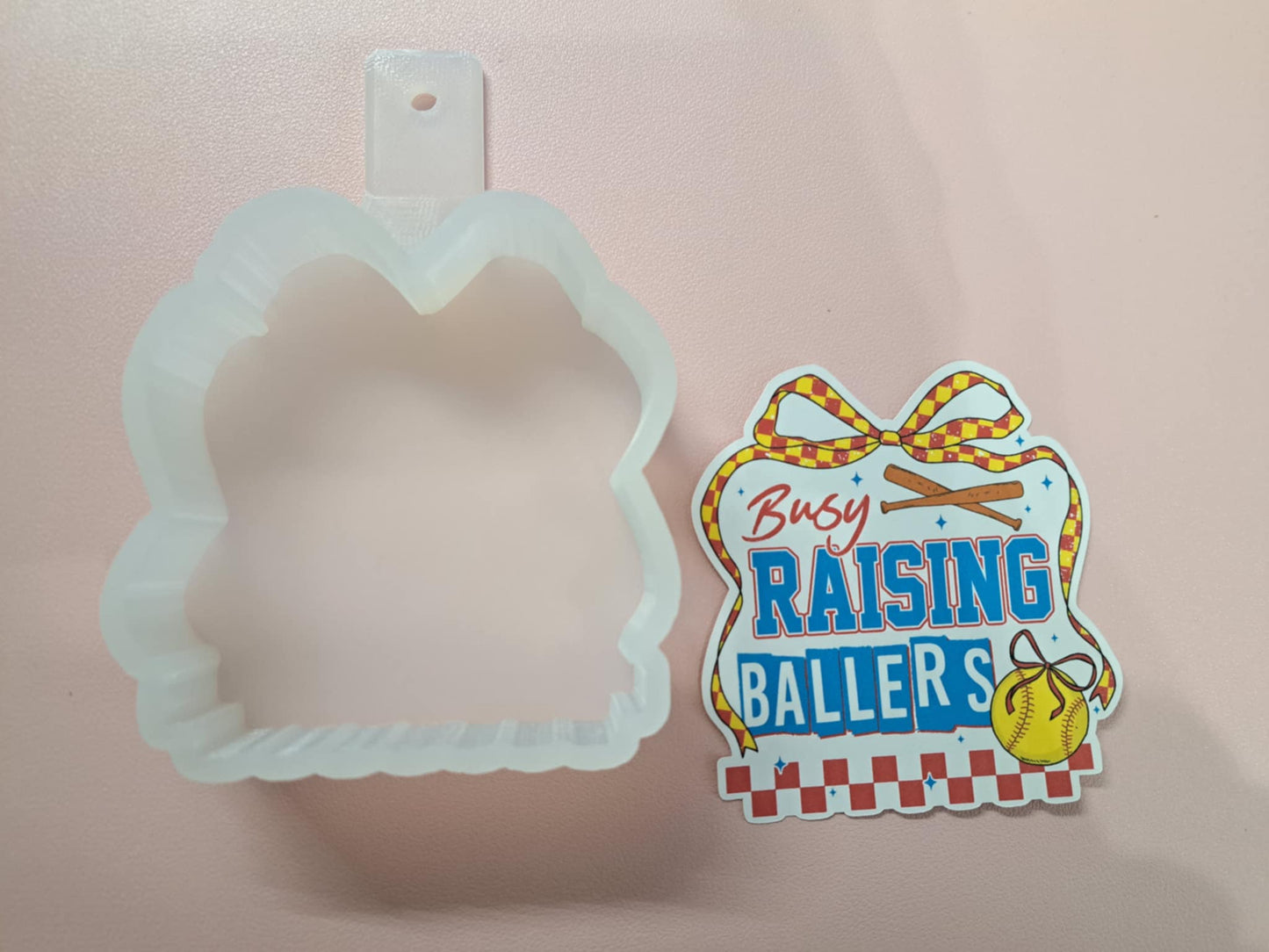 Busy Raising Ballers: Baseball and Softball Cardstock Silicone Mold, Aroma Bead Molds, Car Freshie Mold, Premium Cardstock Images