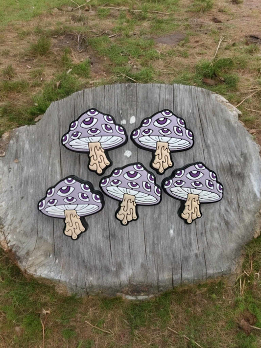 Purple Mushroom Silicone Focal Bead - 0914