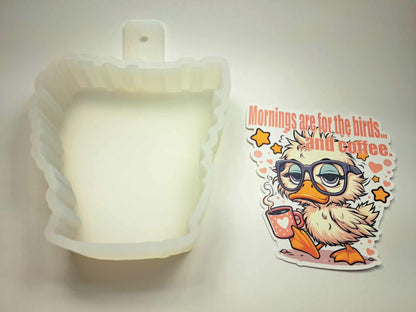 Mornings Are For The Birds and Coffee Cardstock Silicone Mold, Aroma Bead Molds, Car Freshies, Premium Cardstock Images