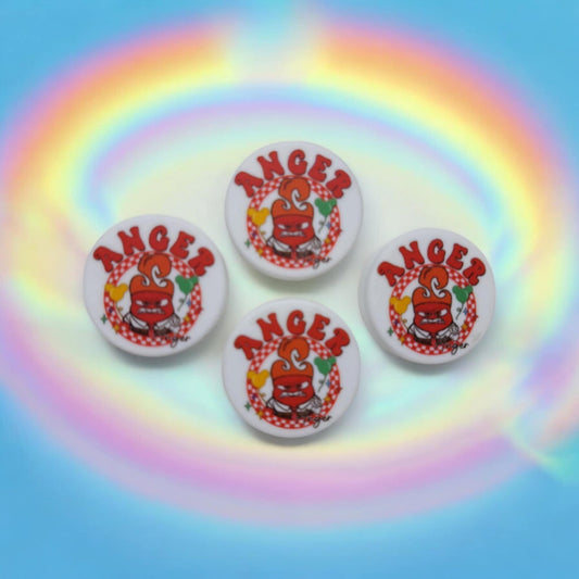 Inside Out: Anger on White Round - Movie Inspired Silicone Focal Bead