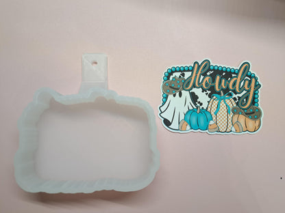 Howdy Ghost and Pumpkins Cardstock Silicone Mold, Aroma Bead Molds, Car Freshies, Premium Cardstock Images