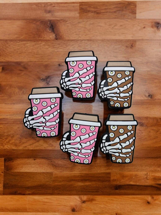 Skellie hand holding Flower Cup - Large Silicone Focal Bead - 0868