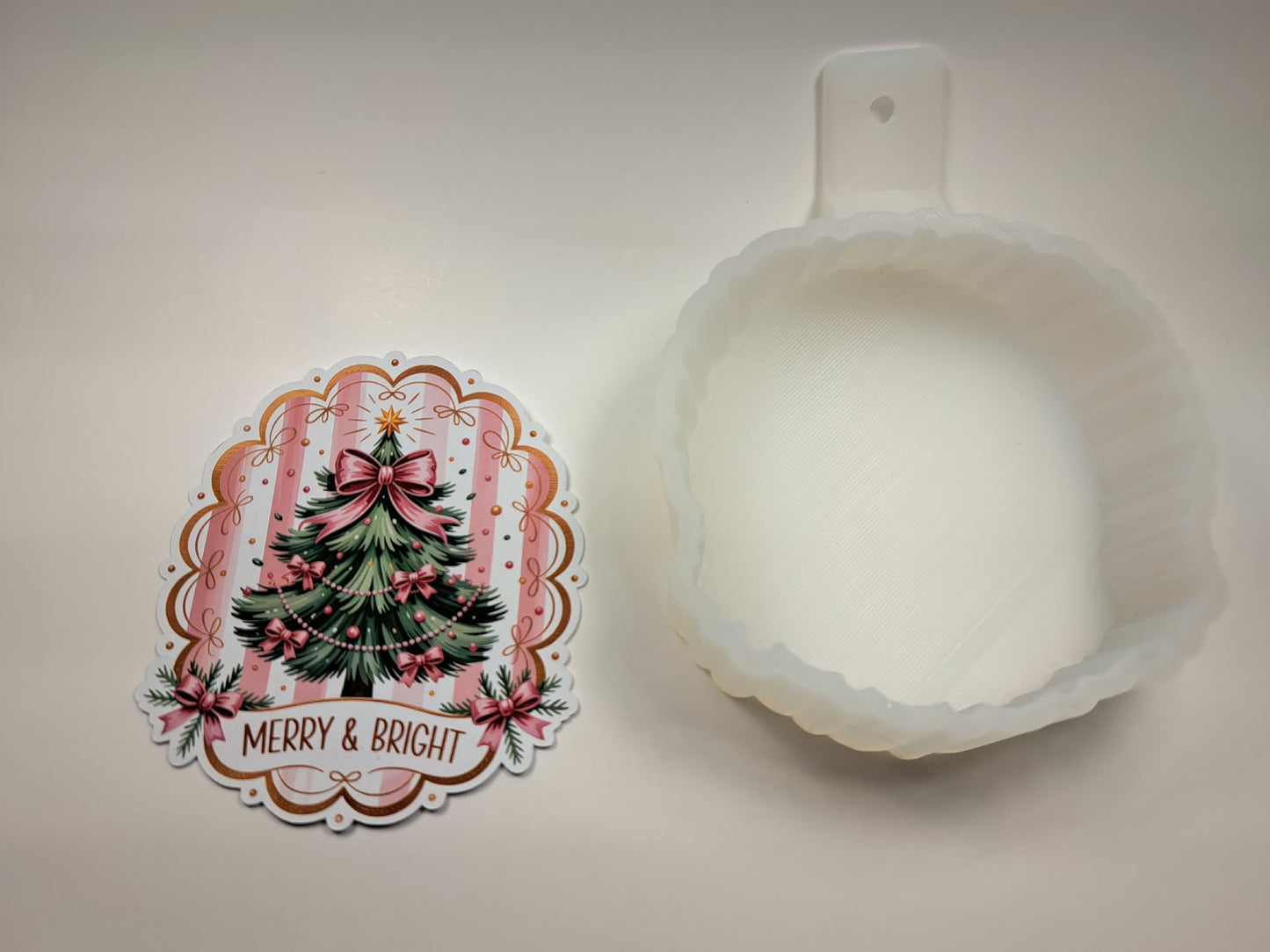 Merry & Bright Christmas Tree Frame for Cardstock Silicone Mold, Aroma Bead Molds, Premium Cardstock Images