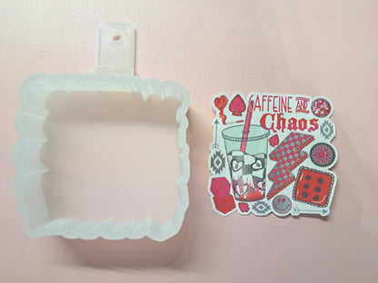 Caffeine and Chaos Cardstock Silicone Mold, Aroma Bead Molds, Car Freshies, Premium Cardstock Images