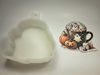 Halloween Hot Chocolate Cardstock Silicone Mold, Aroma Bead Molds, Car Freshies, Premium Cardstock Images