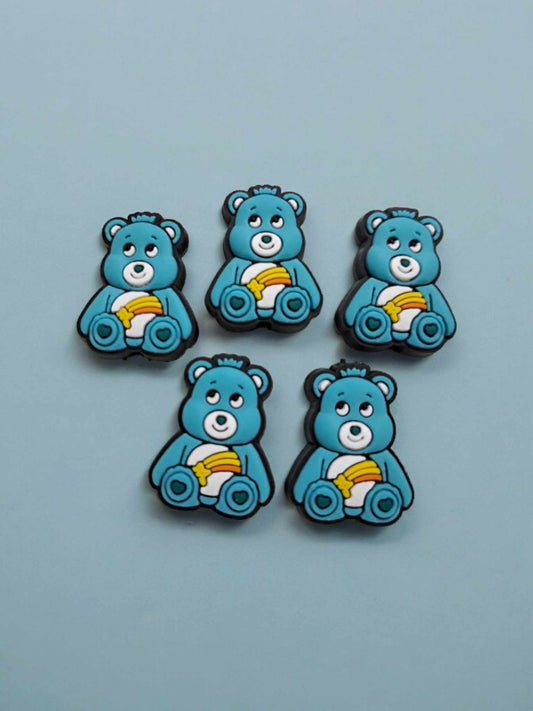 Wish Bear Blue with Star Fall: Care Bear Silicone Focal Bead - 1211