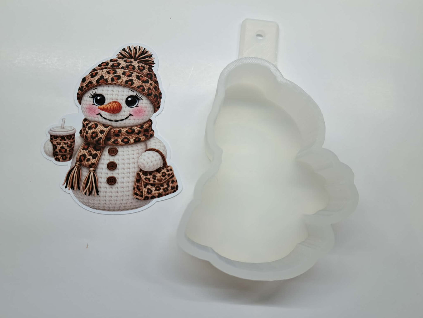 Leopard Print Snowman Cardstock Silicone Mold, Aroma Bead Molds, Car Freshies, Premium Cardstock Images