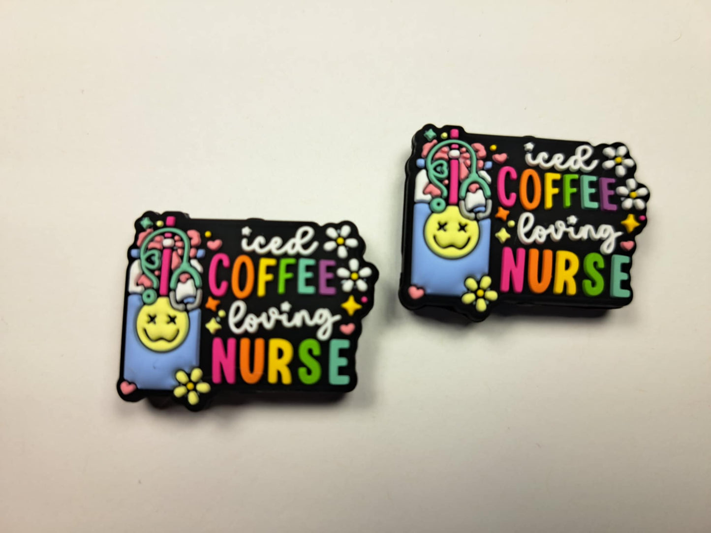 Iced Coffee Loving Nurse Silicone Focal Bead