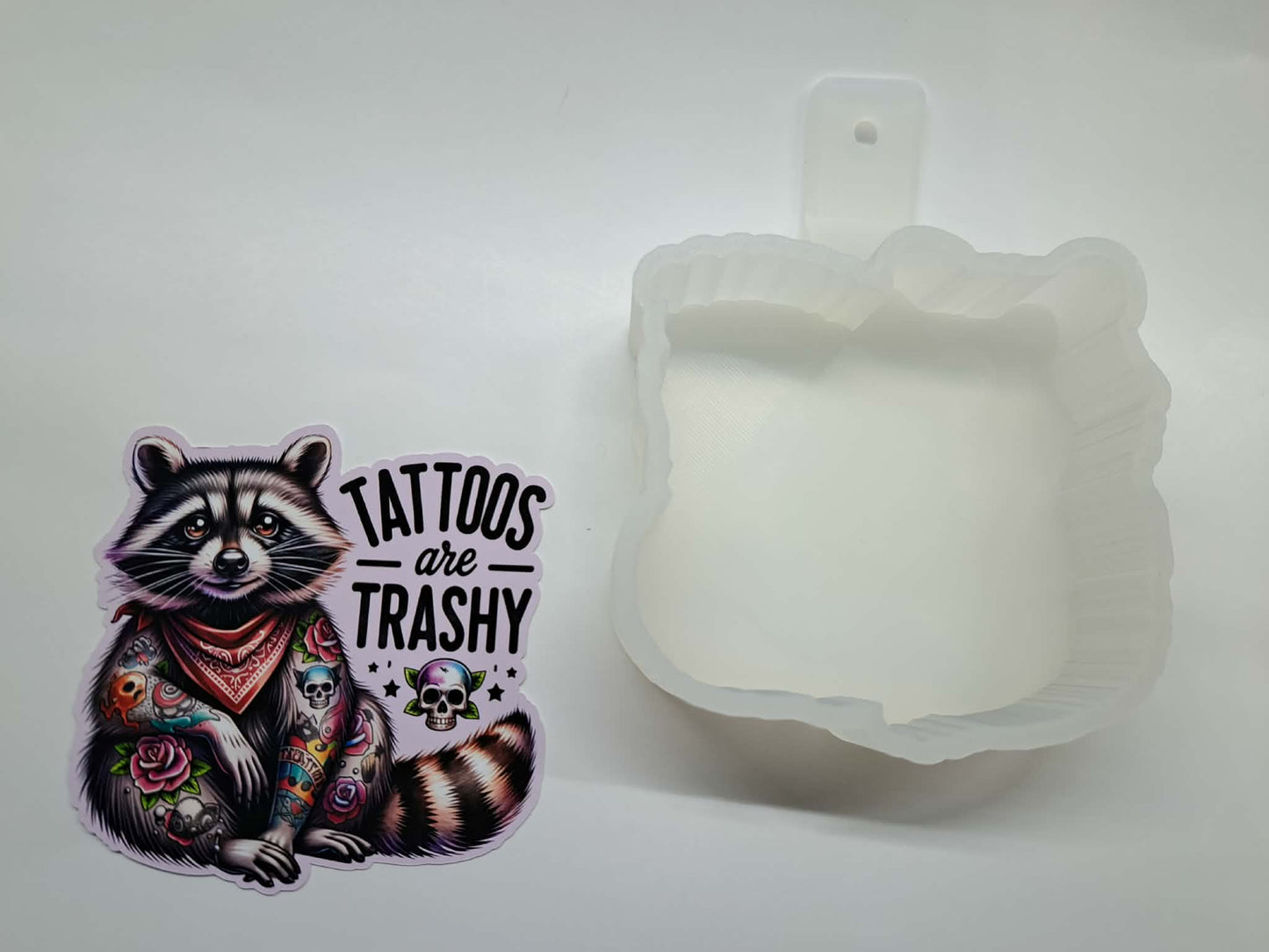 Tattoos Are Trashy Raccoon Cardstock Silicone Mold, Aroma Bead Molds, Car Freshies, Premium Cardstock Images