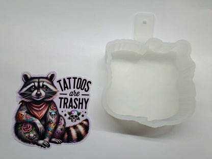 Tattoos Are Trashy Raccoon Cardstock Silicone Mold, Aroma Bead Molds, Car Freshies, Premium Cardstock Images
