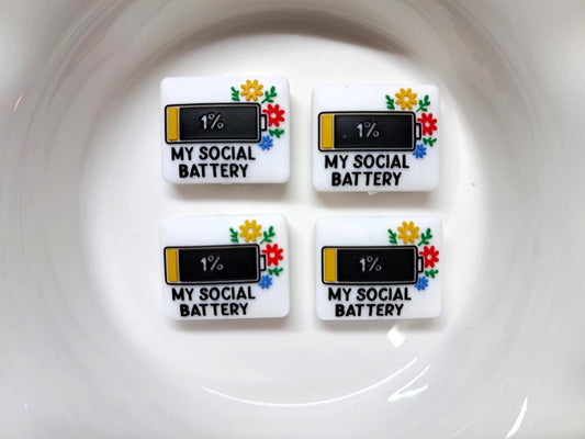 My Social Battery 1% Silicone Focal Bead