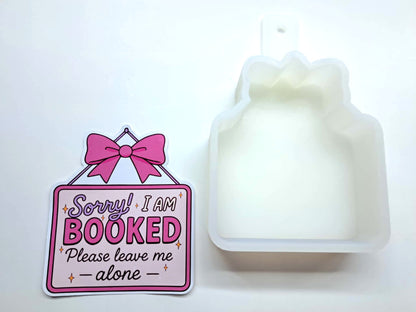 Sorry I am Booked Coquette Bow Sign Cardstock Silicone Mold, Aroma Bead Molds, Car Freshies, Premium Cardstock Images