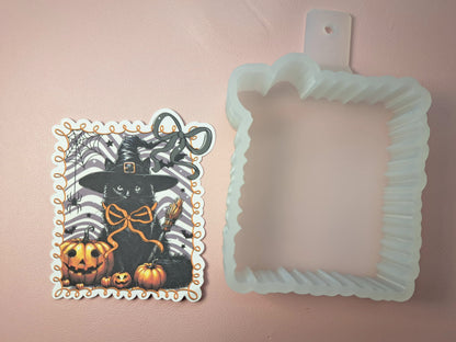 Halloween Witchy Black Cat Cardstock Silicone Mold, Aroma Bead Molds, Premium Cardstock Images