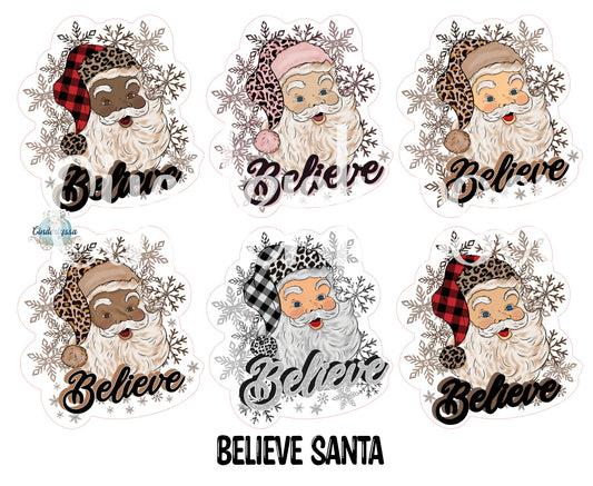 Believe Santa: Multiple Images with Leopard/Buffalo Plaid and Snowflakes Cardstock Silicone Mold, Aroma Bead Molds