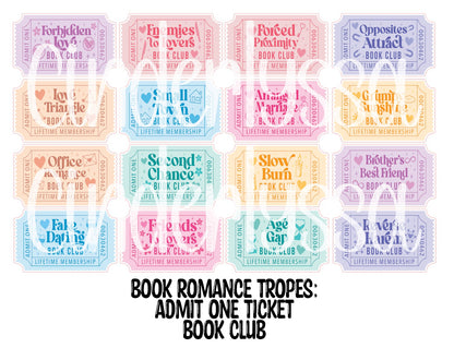 Book Romance Tropes: Admit One Ticket Book Club Cardstock Silicone Mold, Aroma Bead Molds, Premium Cardstock Images