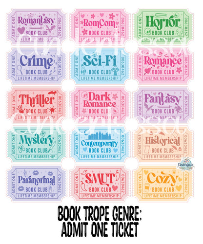 Book Tropes: Admit One Ticket Book Club Cardstock Silicone Mold, Aroma Bead Molds, Premium Cardstock Images