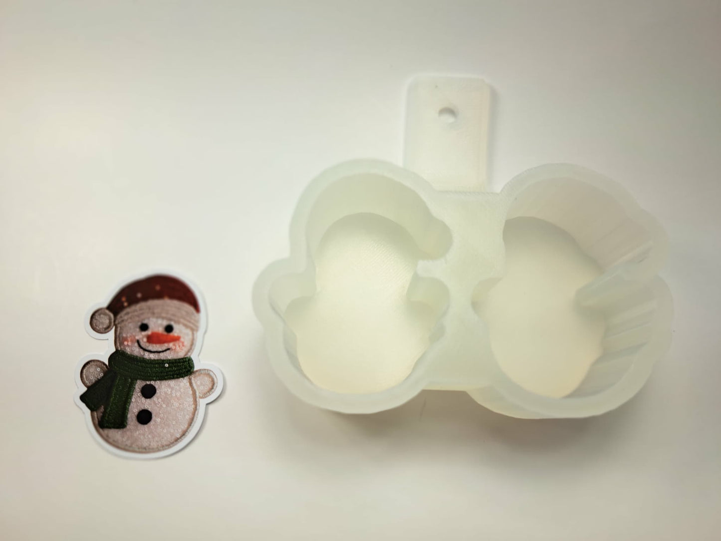 VENT CLIP: Sequins & Embroidered Snowman Two Cavity Small Vent Clip Size Cardstock Silicone Mold, Premium Cardstock Images