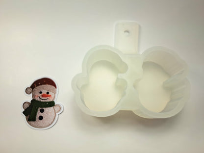VENT CLIP: Sequins & Embroidered Snowman Two Cavity Small Vent Clip Size Cardstock Silicone Mold, Premium Cardstock Images