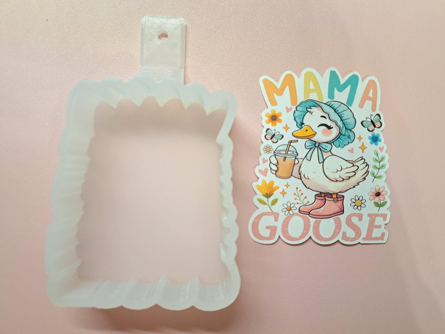Mama Goose With Drink and Flowers Cardstock Silicone Mold, Aroma Bead Molds, Premium Cardstock Images