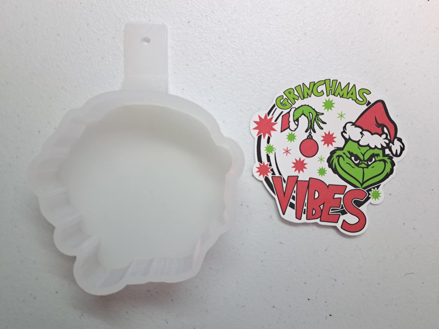 Grinchmas Vibes Christmas Cardstock Silicone Mold, Aroma Bead Molds