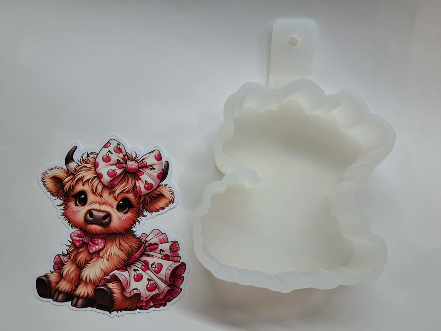 Cherry Highland Cow Cardstock Silicone Mold, Aroma Bead Molds, Premium Cardstock Images