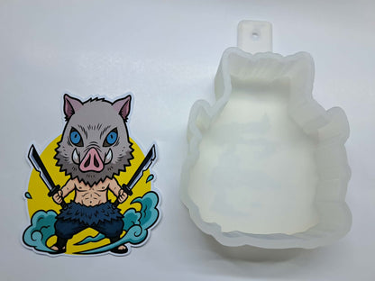 Demon Slayer: Kimetsu No Yaiba - Inosuke Chibi Cardstock Silicone Mold, Aroma Bead Molds, Premium Cardstock Images