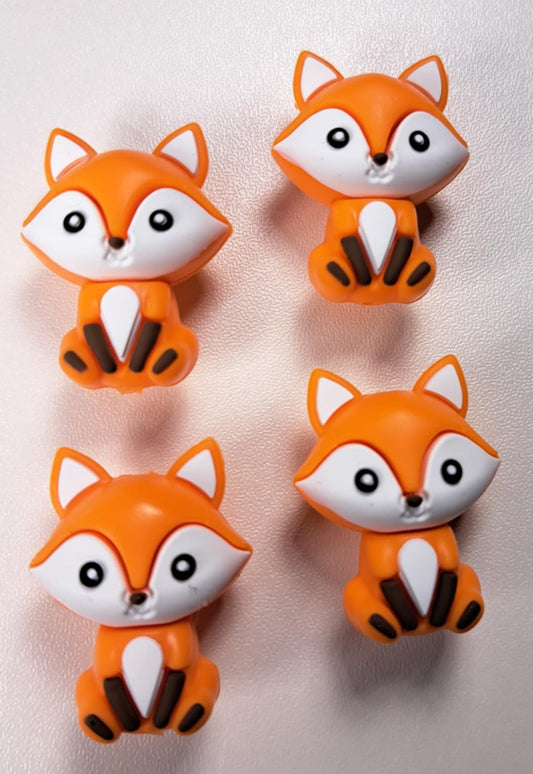 Orange Fox 3D Full Body Silicone Focal Bead