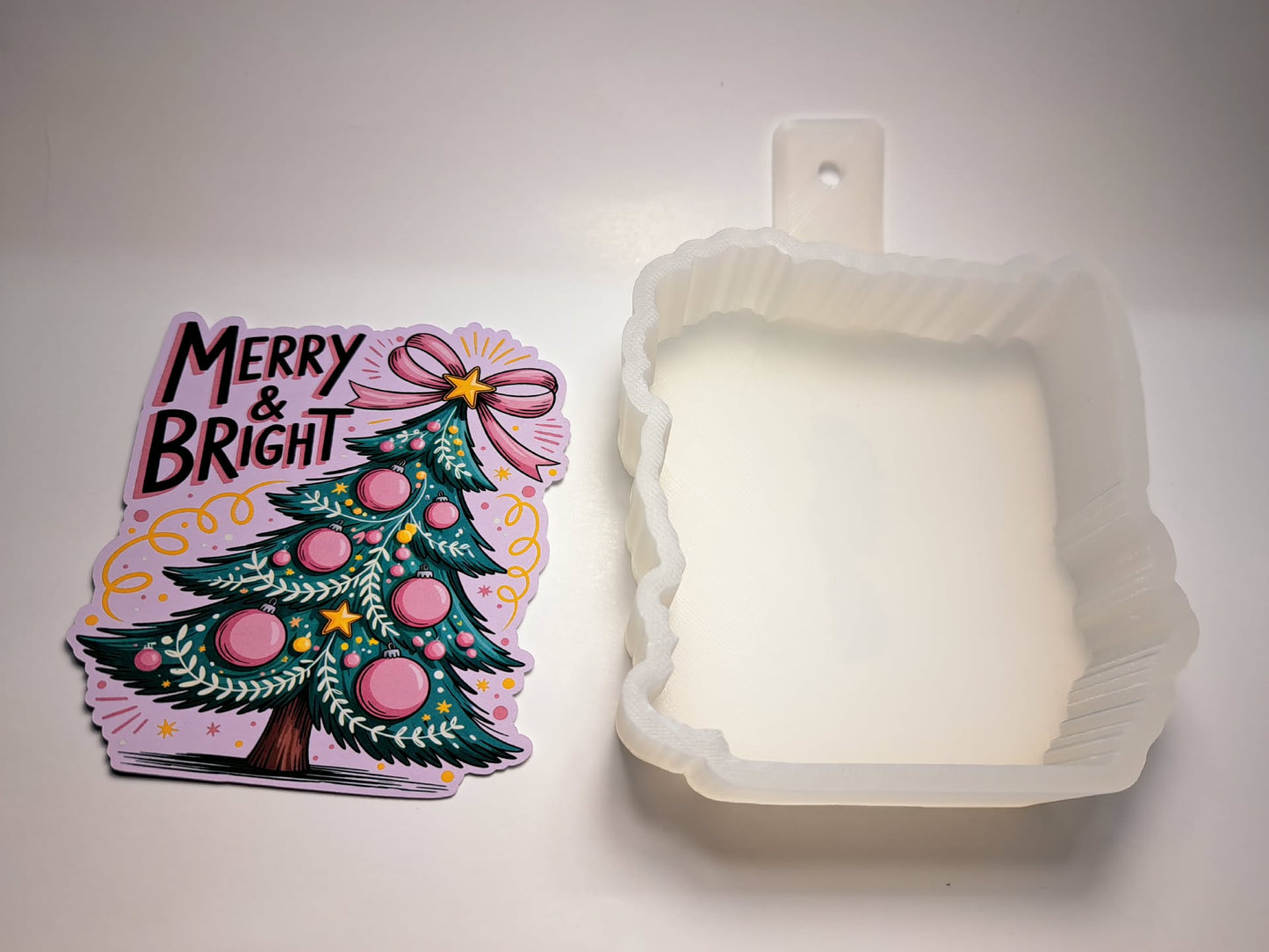 Merry & Bright Christmas Tree for Cardstock Silicone Mold, Aroma Bead Molds, Premium Cardstock Images
