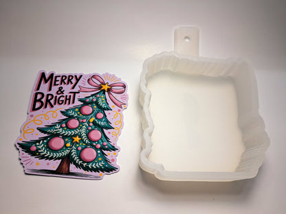 Merry & Bright Christmas Tree for Cardstock Silicone Mold, Aroma Bead Molds, Premium Cardstock Images
