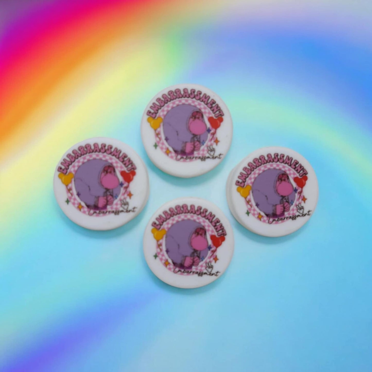 Inside Out: Embarrassment on White Round - Movie Inspired Silicone Focal Bead