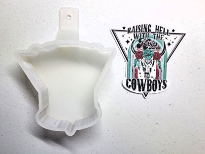 Raising Hell with the Hippies and the Cowboys Bull Skull Flowers Cardstock Silicone Mold, Aroma Bead Molds, Premium Cardstock Images