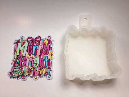 Merry & Bright Pastel Christmas Lights Frame for Cardstock Silicone Mold, Aroma Bead Molds, Premium Cardstock Images
