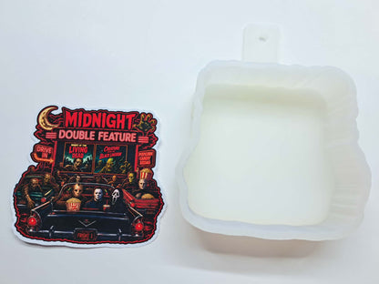 Drive In Theater Double Feature Horror Cardstock Silicone Mold, Aroma Bead Molds, Premium Cardstock Images