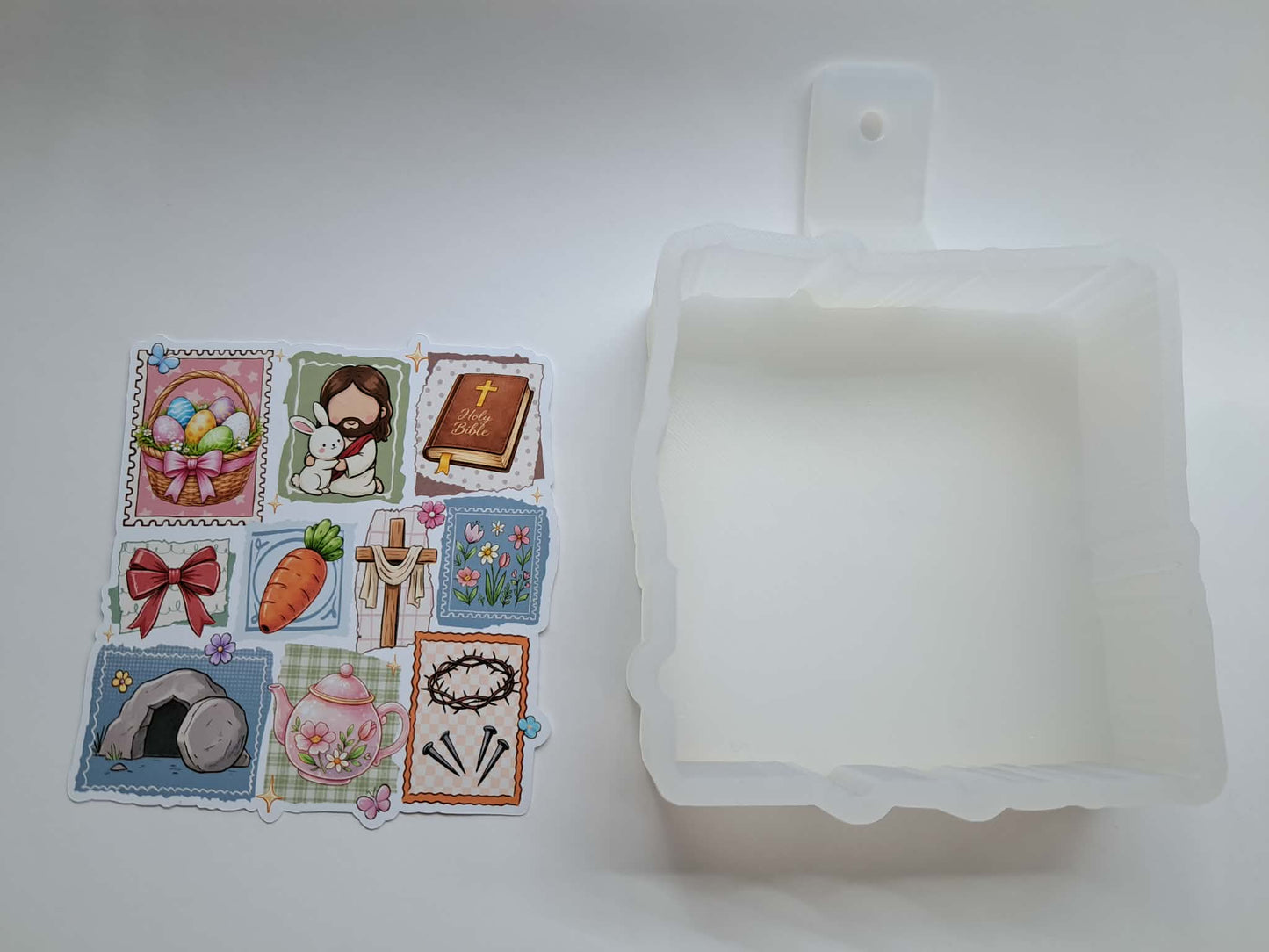 Easter & Faith Frame Collage Cardstock Silicone Mold, Aroma Bead Molds, Premium Cardstock Images