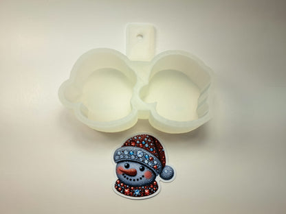 VENT CLIP: Rhinestone Snowman Two Cavity Small Vent Clip Size Cardstock Silicone Mold, Premium Cardstock Images