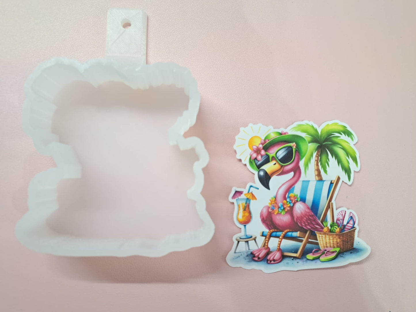 Summer Flamingo On Beach Cardstock Silicone Mold, Aroma Bead Molds, Premium Cardstock Images