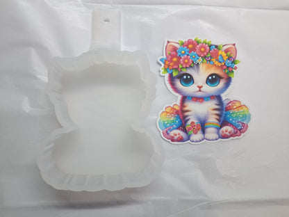 Colorful Kitten Flowers & Tutu Cardstock Silicone Mold, Aroma Bead Molds, Premium Cardstock Images