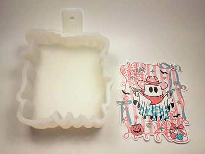 Pink Western Ghost & Bows Cardstock Silicone Mold, Aroma Bead Molds, Car Freshies, Premium Cardstock Images
