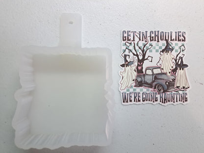 Get in Ghoulies - We're Going Hunting Ghosts, Witch Hat Cardstock Silicone Mold, Aroma Bead Molds, Premium Cardstock Images