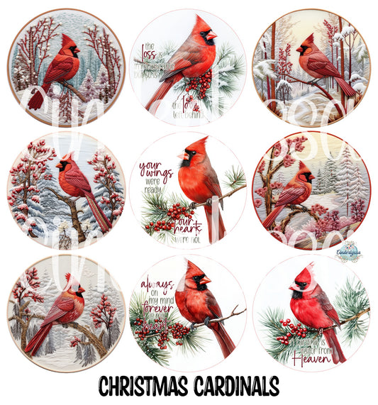 3.75 inch Round: Christmas Cardinals for Cardstock Silicone Mold, for Aroma Bead Molds, Premium Cardstock Images