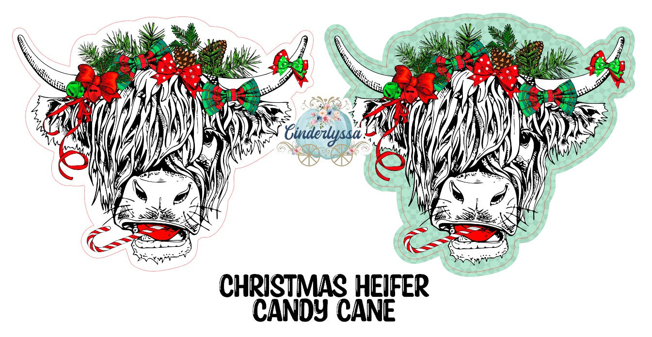 Christmas Heifer with Candy Cane and Hair Bows Cardstock Silicone Mold, Aroma Bead Molds