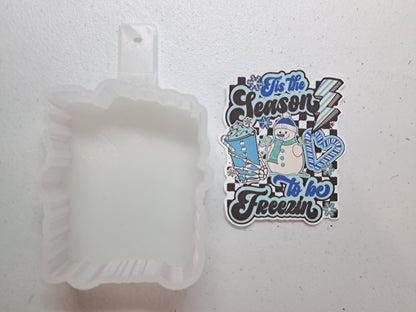 Tis The Season To Be Freezin Retro Snowman Cardstock Silicone Mold, Aroma Bead Molds, Premium Cardstock Images, Car Freshies