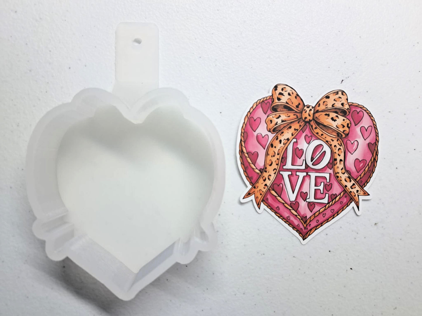 Valentine Chocolate Box Hearts and Bow Cardstock Silicone Mold, Aroma Bead Molds