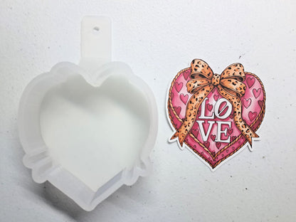 Valentine Chocolate Box Hearts and Bow Cardstock Silicone Mold, Aroma Bead Molds