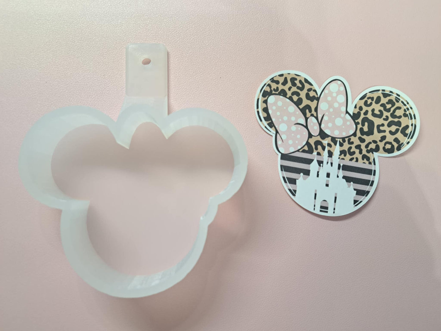 Leopard Minnie Head Silhouette With Castle Cardstock Silicone Mold, Aroma Bead Molds