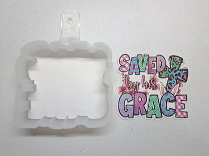 Saved By His Grace Cardstock Silicone Mold, Aroma Bead Molds,Car Freshener Mold, Premium Cardstock Images