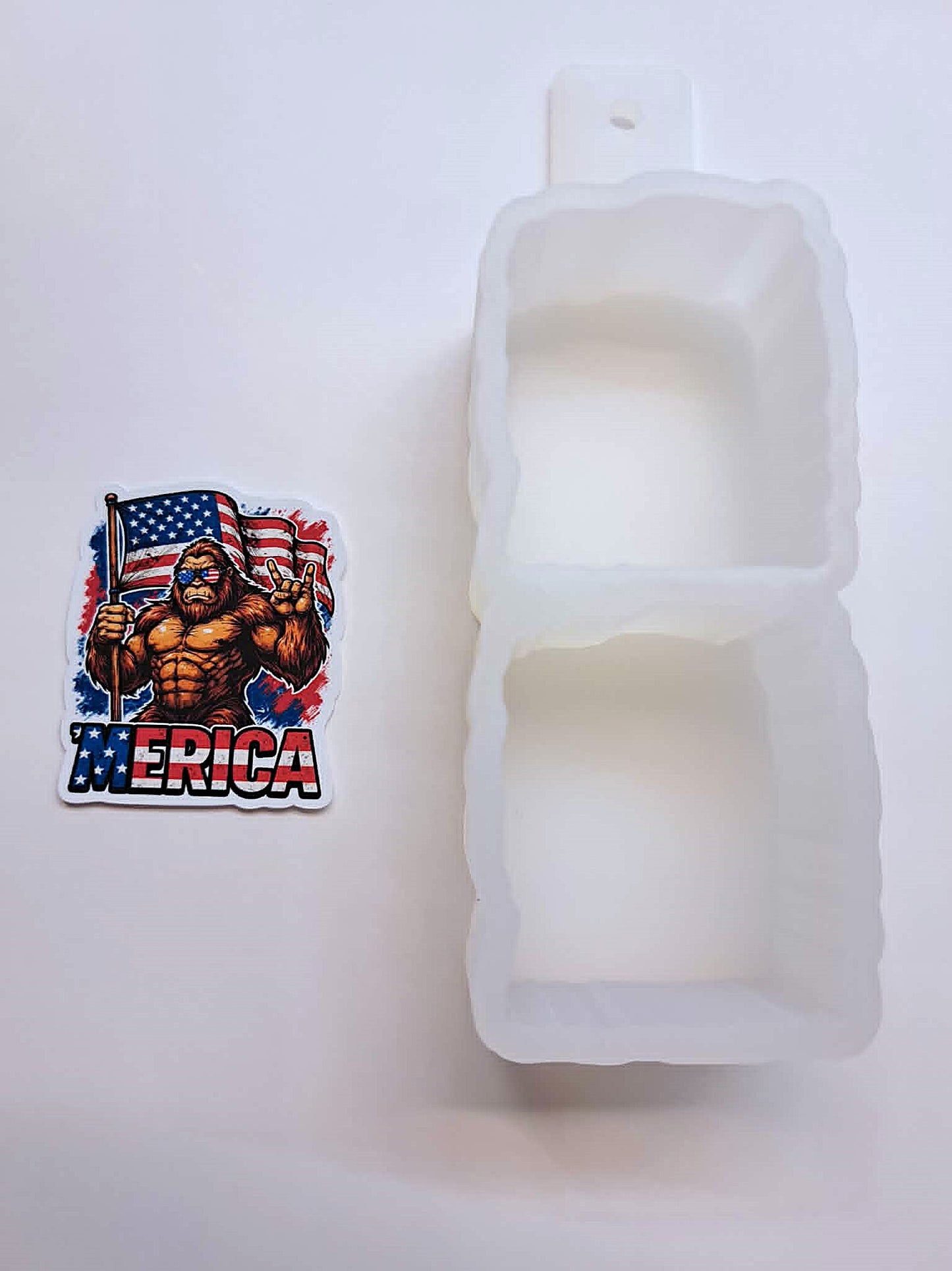VENT CLIP: Patriotic Bigfoot Two Cavity Small Vent Clip Size Cardstock Silicone Mold, Aroma Bead Molds, Premium Cardstock Images