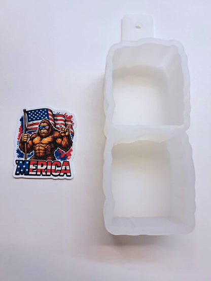 VENT CLIP: Patriotic Bigfoot Two Cavity Small Vent Clip Size Cardstock Silicone Mold, Aroma Bead Molds, Premium Cardstock Images