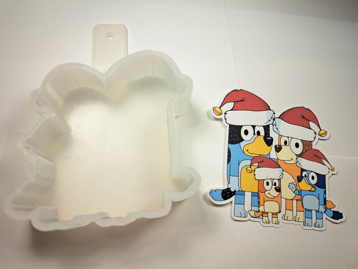 Bluey Family Santa Hat Portrait Cardstock Silicone Mold for Aroma Bead Molds, Premium Cardstock Images