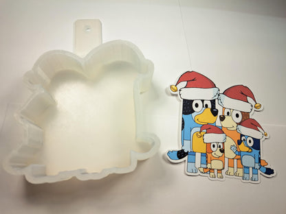 Bluey Family Santa Hat Portrait Cardstock Silicone Mold for Aroma Bead Molds, Premium Cardstock Images